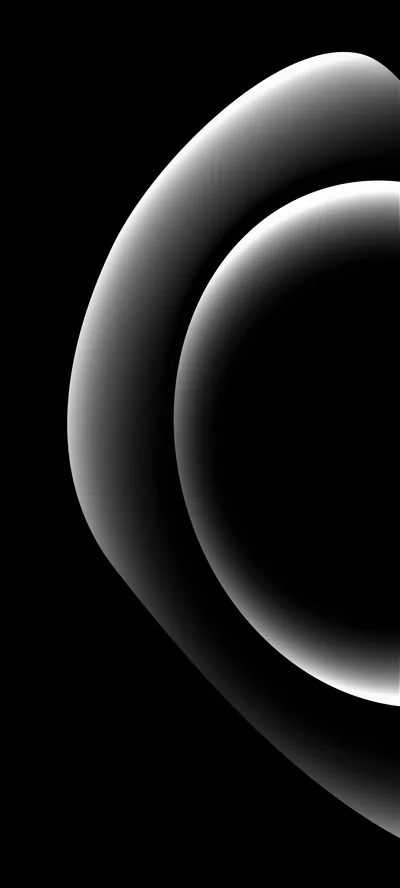 Two soft white arcs curve out of the left edge and fade into black, the inner one hollow so most of the frame stays clear.