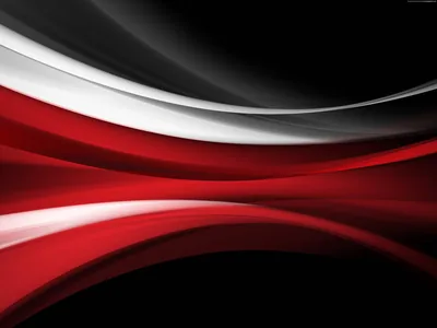 Smooth white and red ribbons sweep from left to right across a black field, the top corner kept clear for icons.
