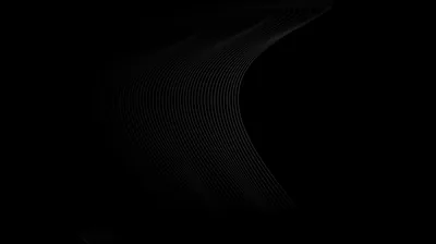 A curved sheet of fine dots bends through the middle of a black frame, dense at the fold and dissolving at the tips.