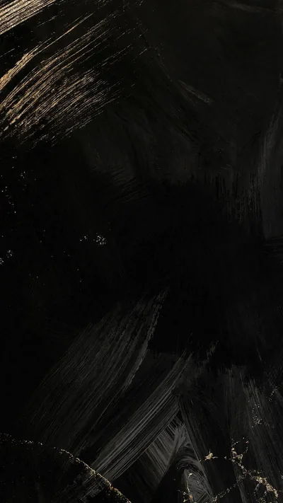 Thick black paint is dragged across the surface in broad strokes, dry bristle marks and a few pale streaks breaking up the darkness.