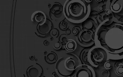 Rings and discs of different sizes cluster to the right of a charcoal panel, casting soft shadows behind them.