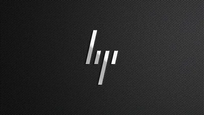 The two-stroke HP mark sits at the centre of a fine dark honeycomb texture, catching a metallic highlight.