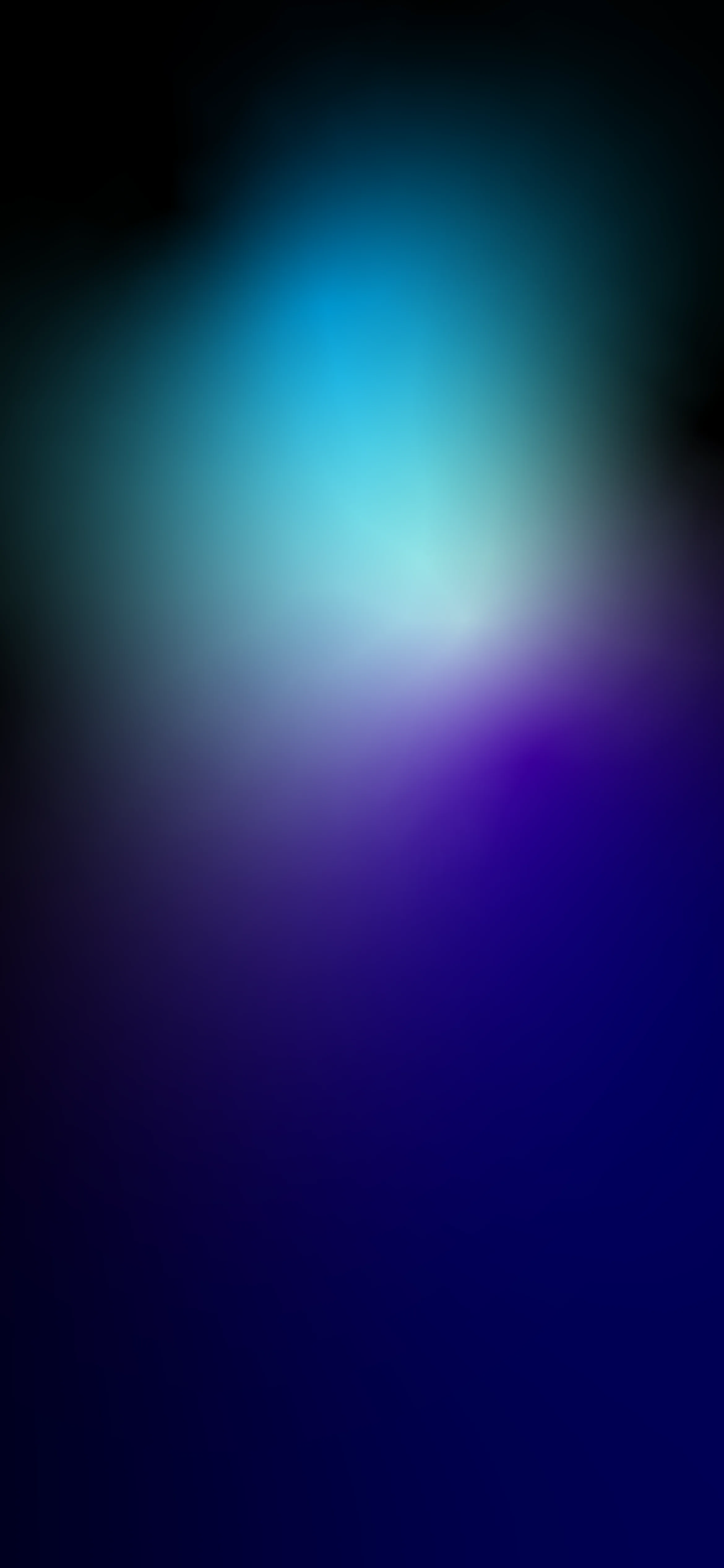 A soft cyan glow sits near the top and bleeds down into deep purple, with no edges anywhere — just blurred colour against black borders.
