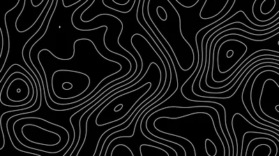 Contour lines wander across the frame in thin white, tightening into loops through the centre.