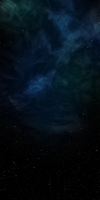 Green-blue nebula wisps gather in the top half of this phone-sized frame, while the bottom half stays nearly black with only sparse pinpoint stars.