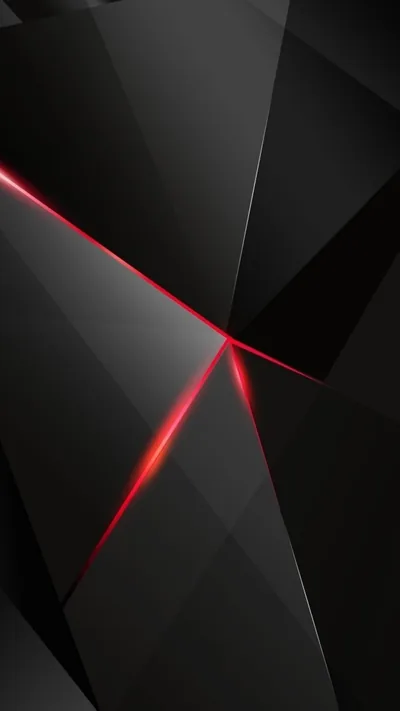 Faceted dark panels meet along a jagged seam that burns red, the crack forking down to the lower left corner.