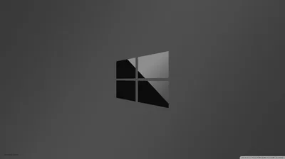 The four-pane Windows mark tilted on a grey gradient, two panes matte black and two brushed silver, the rest of the frame left empty.
