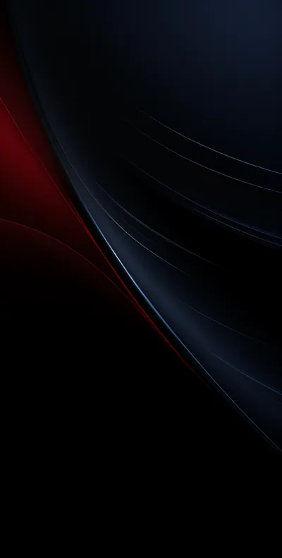 A dark polished curve fills most of the frame, a narrow band of red light burning along its left edge, thin lines etched across the top.