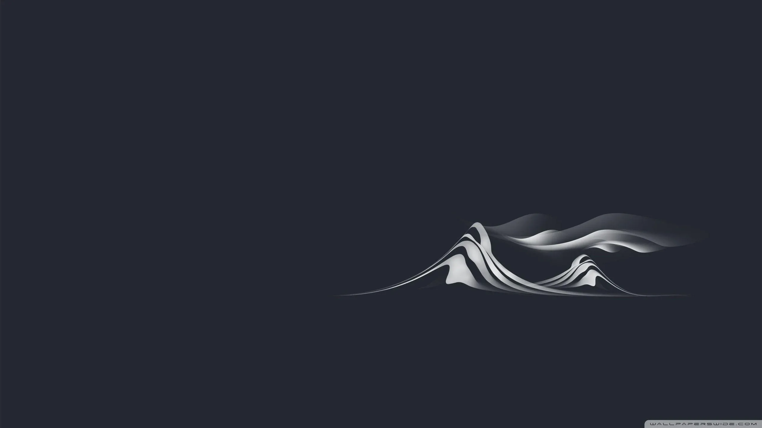 A single loose white brushstroke forms a small mountain range low in the frame, the rest left as flat slate blue for icons.