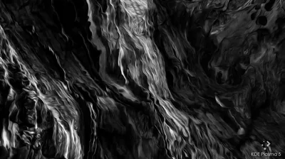 Streaks of white pull down through dark rippled forms, reading as smoke in one corner and as wet marble in the next.
