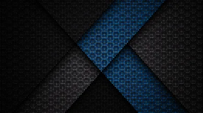 Overlapping panels of dark carbon weave cross into an X, the upper wedge filled with a blue perforated pattern that catches the light.