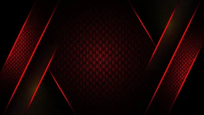 Red diagonal bars cut across a dark carbon-weave background, edges lit like brushed metal.