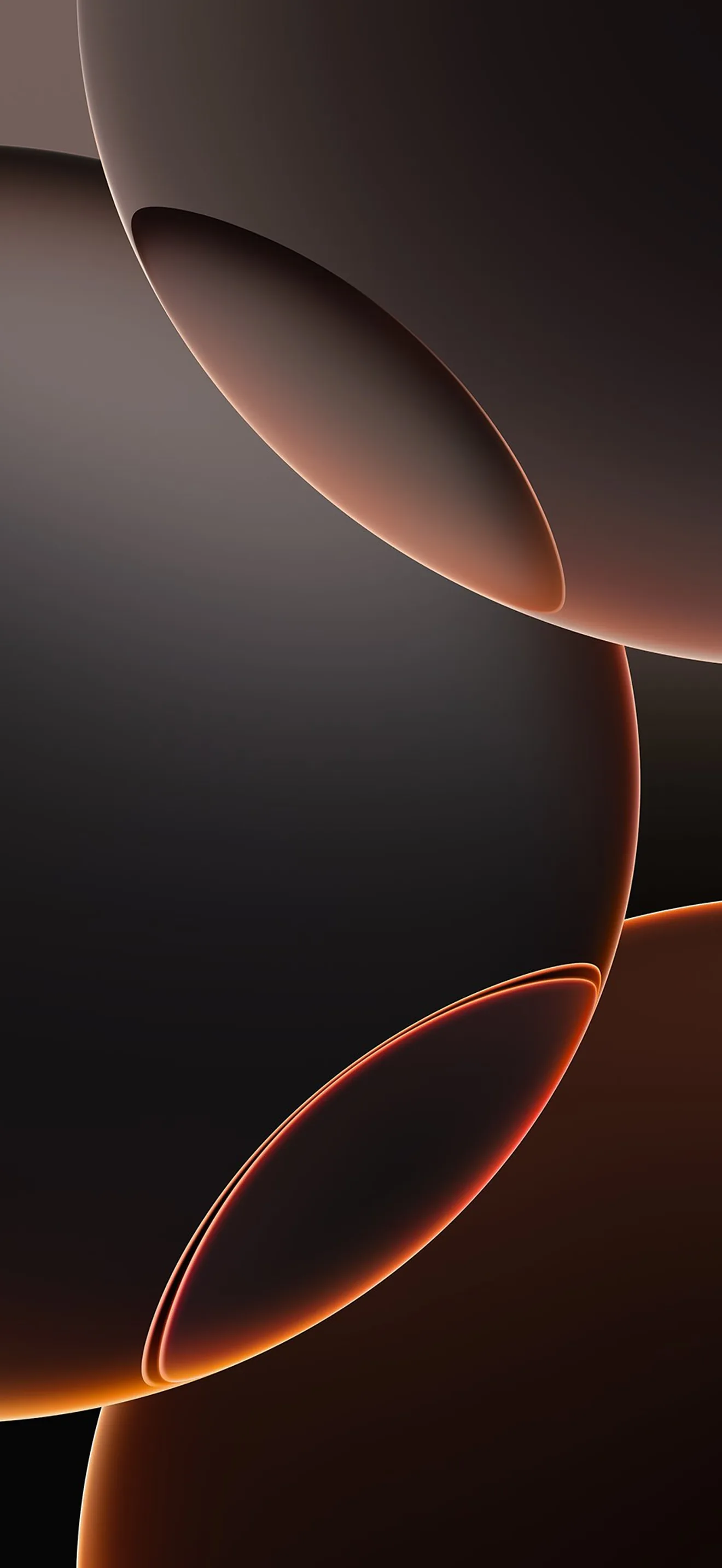 Large overlapping circles cross a charcoal background, their edges traced in warm amber light that pools at the bottom right.