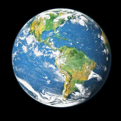 A painted-style globe with yellow-green continents and thick cloud swirls, filling the square frame edge to edge so it survives mural or profile crops.