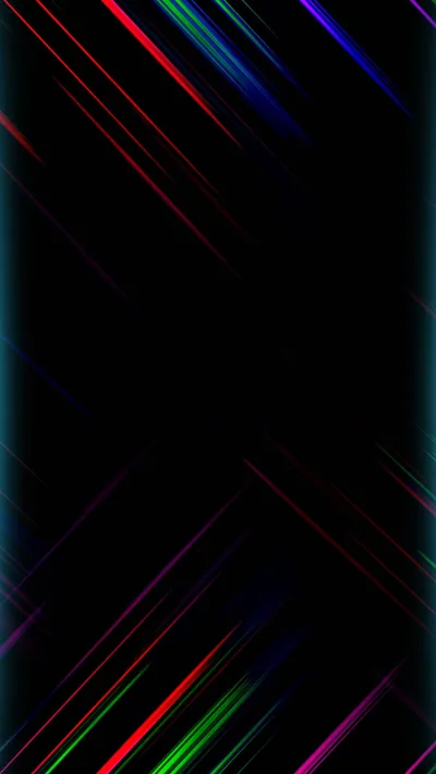 Thin red, green and blue streaks run along both sides of the frame and lean inward, leaving a wide black column down the centre.