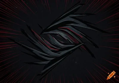 The ROG eye is rebuilt from sharp matte black blades with thin red lines radiating out behind it like speed streaks.