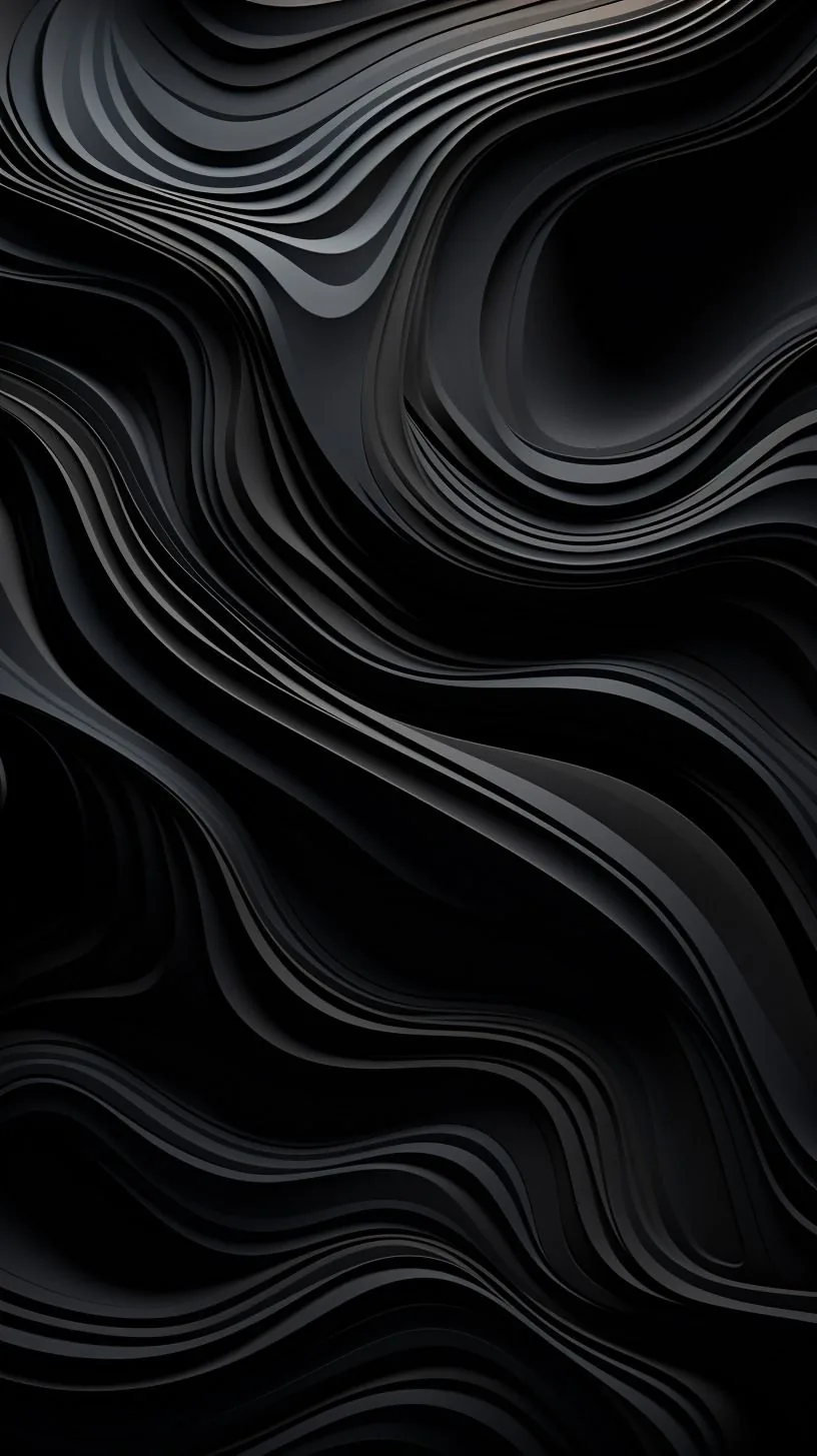 Matte black ripples stack like poured clay from top to bottom, with so little contrast that icons pop against it on an OLED screen.