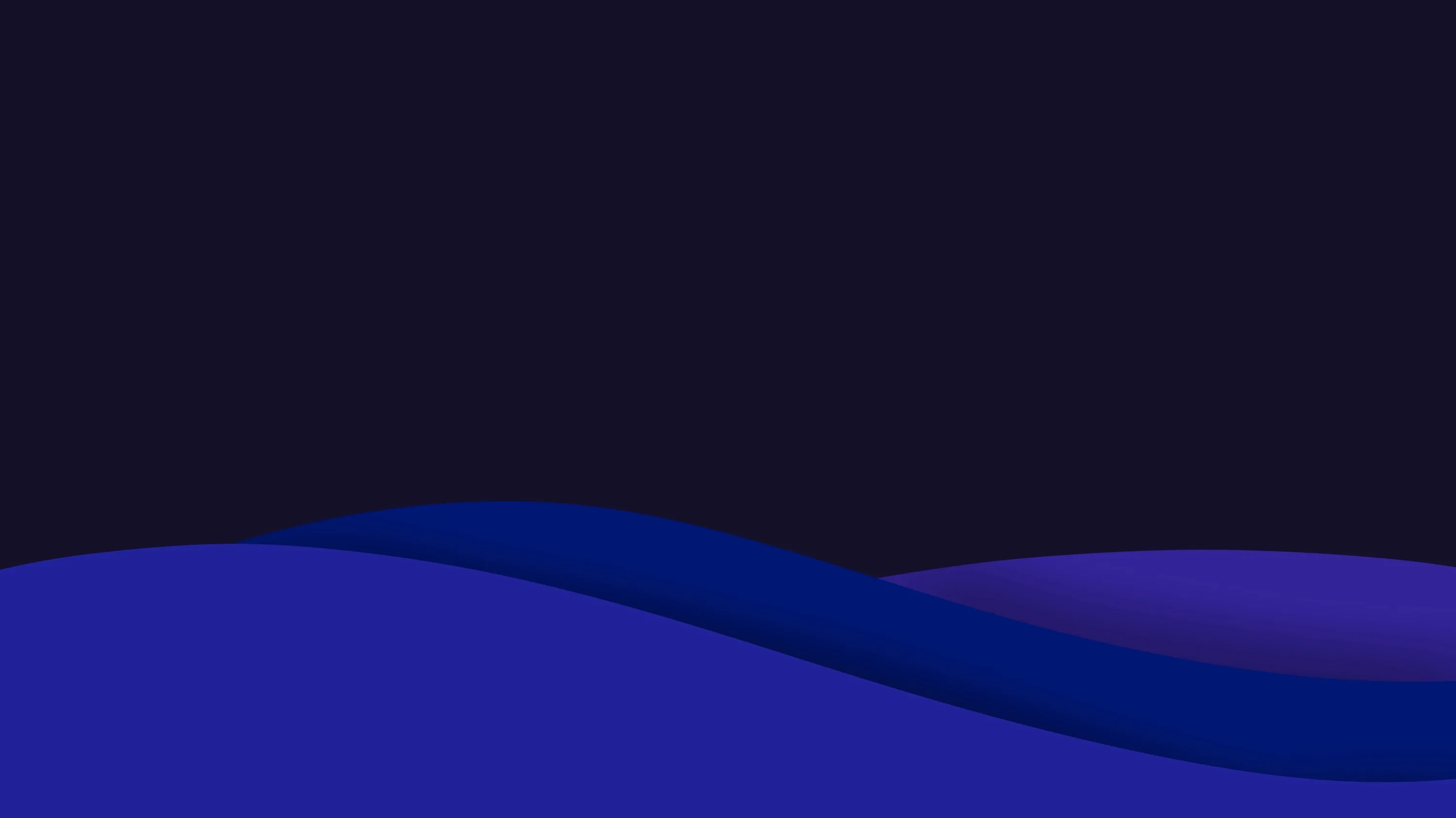 Two flat wave shapes in royal blue and violet cross the lower third of a dark navy field, the rest of the frame left plain.