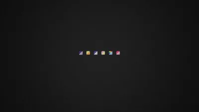 Six small coloured squares line up across the middle of a textured dark grey screen, leaving the rest of the desktop clear.