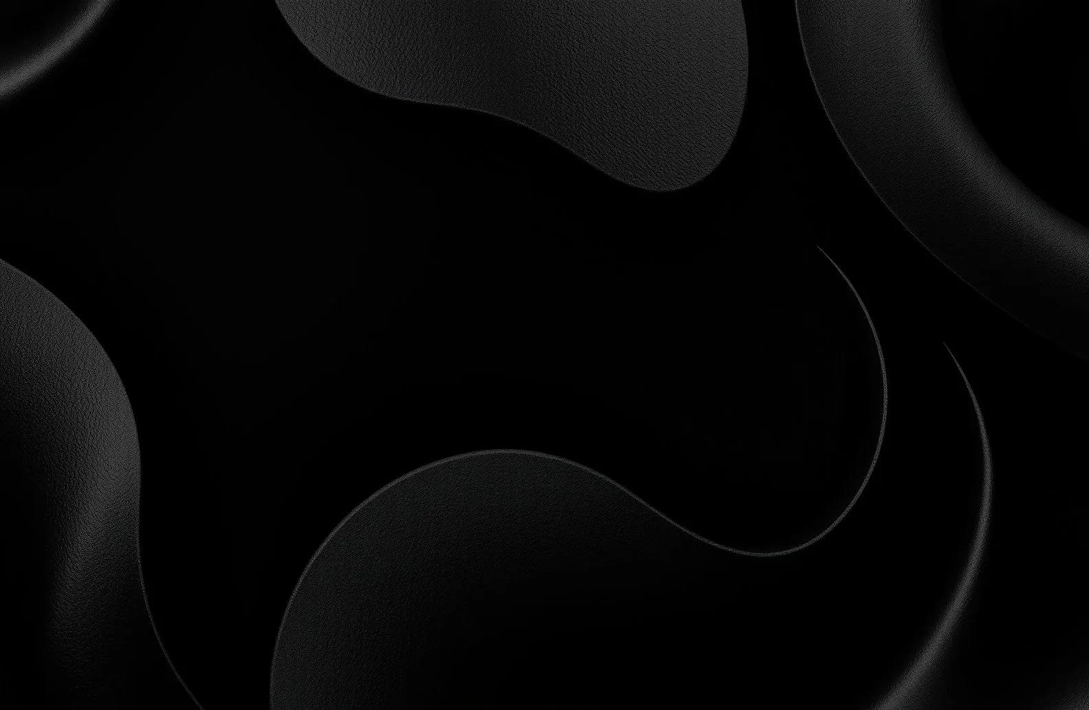 Soft rounded forms overlap across a near-black surface, each one readable only where the light grazes its curved edge.