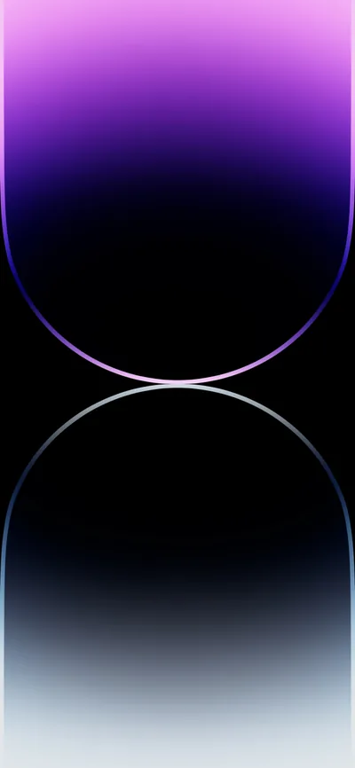 A violet dome glows at the top of the frame and repeats upside down below it, the two rims almost meeting at the middle.