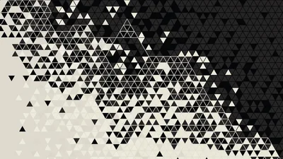 Small triangles thin out from a dense dark mass at the top right to sparse specks over cream at the lower left.