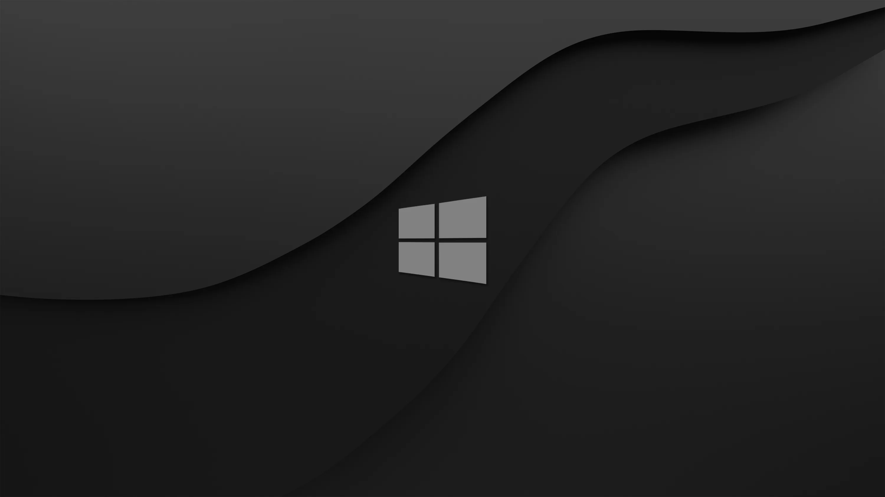 A small white window mark sits on a charcoal field with broad soft curves sweeping behind it.