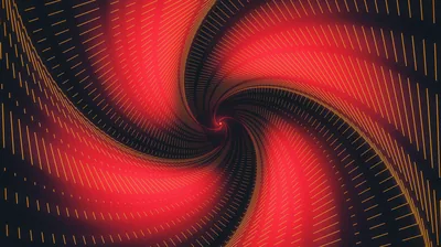 Fine striped rays twist into a spiral that pulls toward a single bright point at the centre, red fading to black at the corners.
