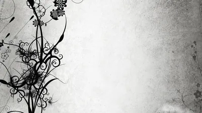 Curling black vines and small flowers climb the left edge of a scratched concrete-grey surface, the right half left open for icons.