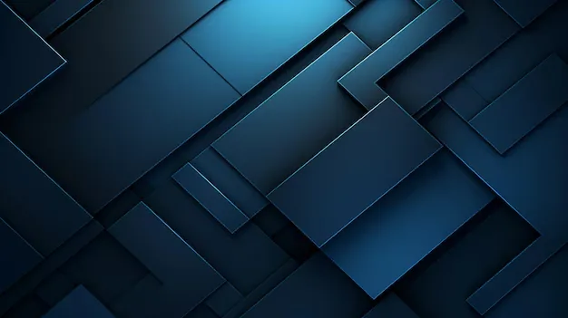Matte navy rectangles overlap at tilted angles under a cool light from the upper left, both lower corners sinking dark enough for docked icons to read.