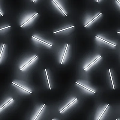 White glowing tubes scatter at random angles over charcoal black — a monochrome repeating pattern with no focal point, so widgets can go anywhere.