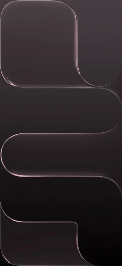 Stacked rounded rectangles run down a deep maroon-black screen, each one traced by a thin rose highlight that thins out toward the middle of the shape.