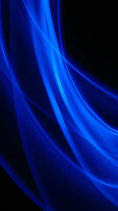 Broad satin folds sweep from the bottom left corner in electric blue, the fabric edges dissolving into black across the top right.