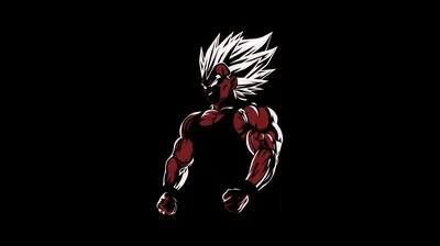 Only deep crimson muscle and white hair break the true-black field, roughly nine tenths of the frame staying dark to save power on OLED panels.