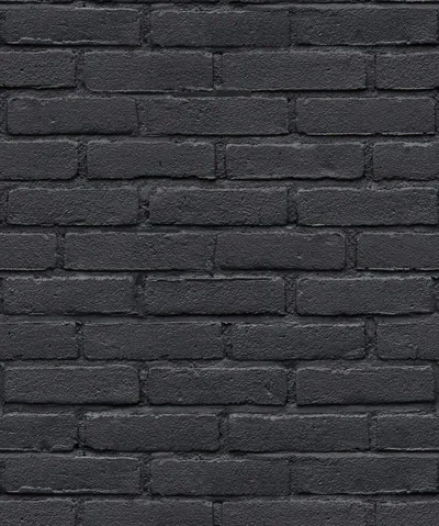 A tidy repeating brick print in charcoal and grey, each block edged with a pale rim so the running-bond pattern stays crisp across the frame.