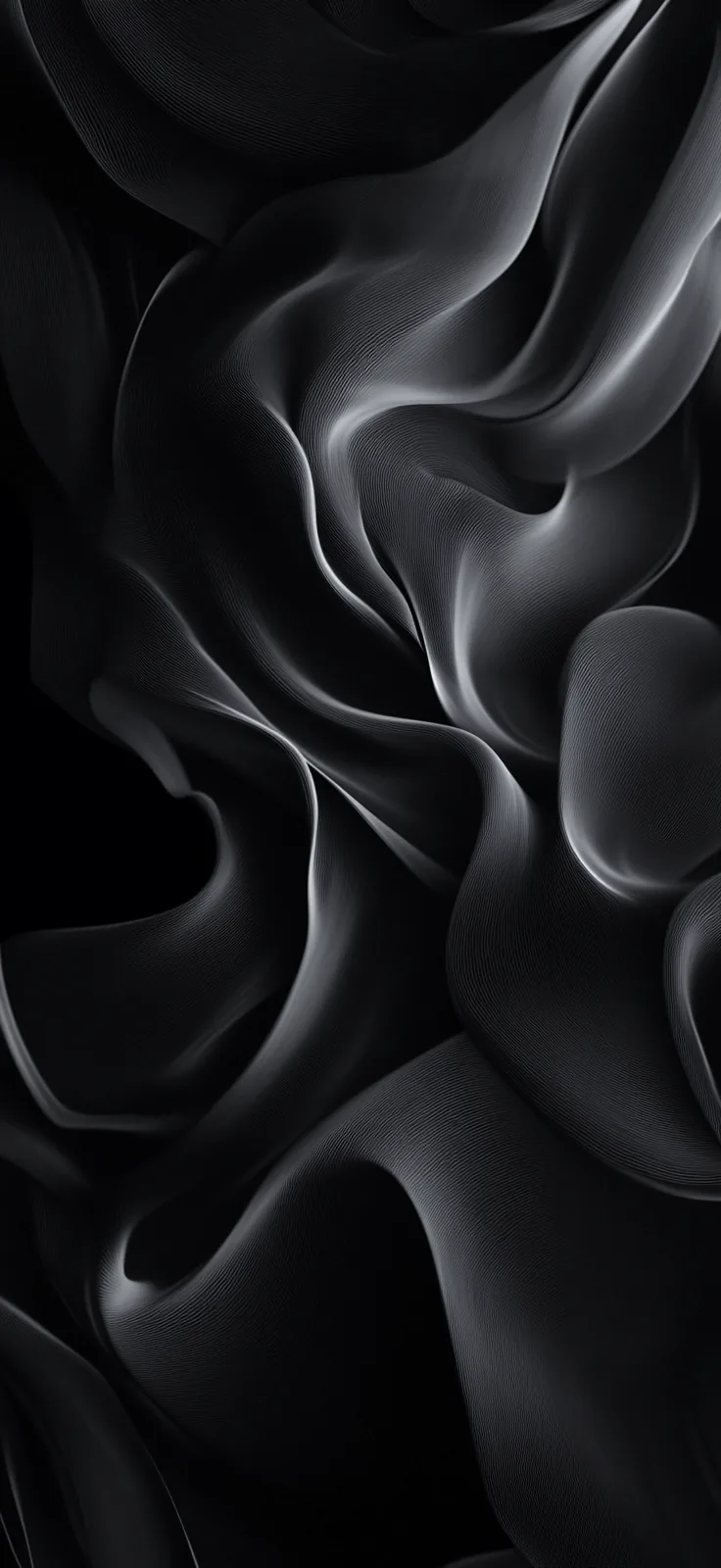 Satin gathers into soft ridges and hollows, a single light from the top right catching each fold and leaving the base in shadow.