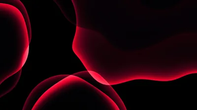 Soft red curves overlap in the dark, each edge lit from behind so the glow fades out before it reaches the corners.