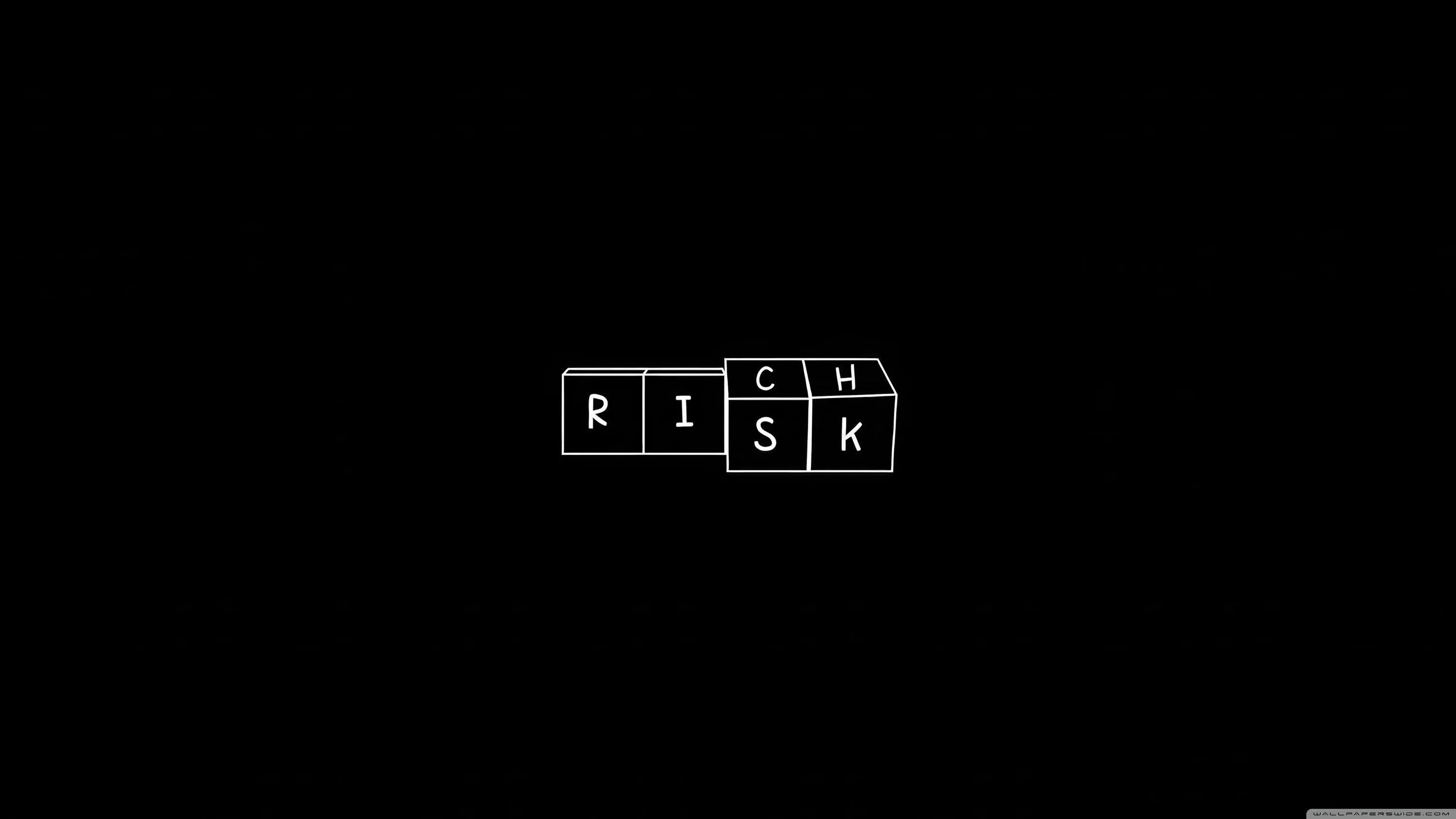 Small lettered blocks spell one word at the centre of a black field, two letters tilted out of line above it.