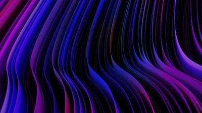 Thin ribbons of violet and blue bend together like fabric, the crests catching light while the troughs drop to near black.