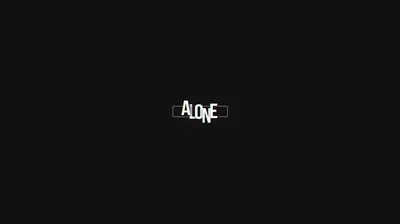 Tiny white block capitals spell ALONE at dead centre of an otherwise empty black frame, true black to every edge for AMOLED screens.