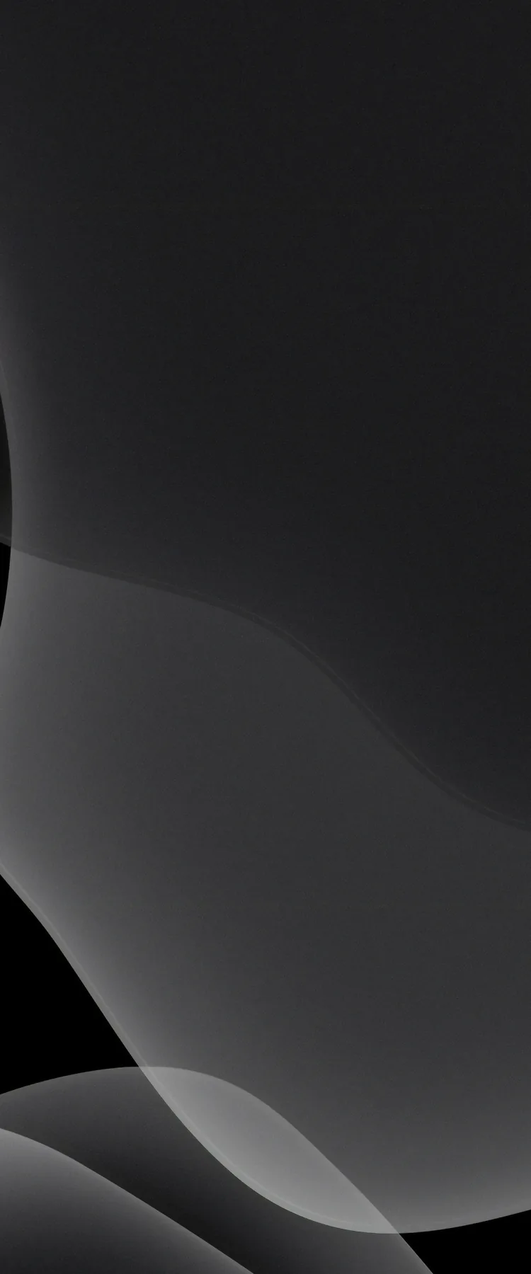 A broad grey curve enters at the bottom right and arcs up through the middle, the top half left dark and empty for the clock.