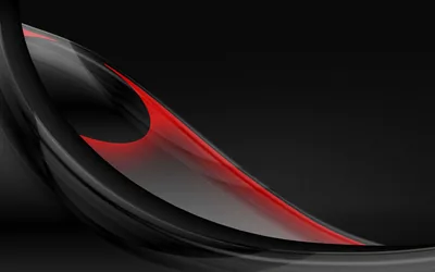 A single dark glossy wave sweeps across a black background, a thin red band glowing along its inner edge.