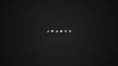 A single row of six small colourful folder icons sits dead centre on a softly vignetted charcoal background, everything else left empty.