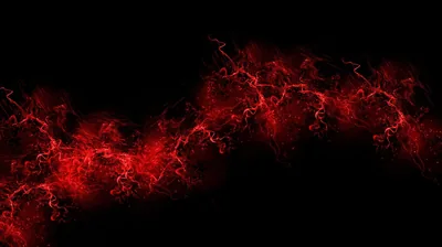 A ragged ribbon of red electric filaments runs corner to corner, brightest at its core and dissolving into black above and below.