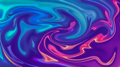Teal, indigo, and magenta pigments fold into one another in a marbled swirl, hot pink veins surfacing along the lower right of the stream.