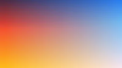 Burnt orange glows in the top left and yellow along the base while clear blue takes the opposite corner — a sunrise-sky blend with a pale, open middle.