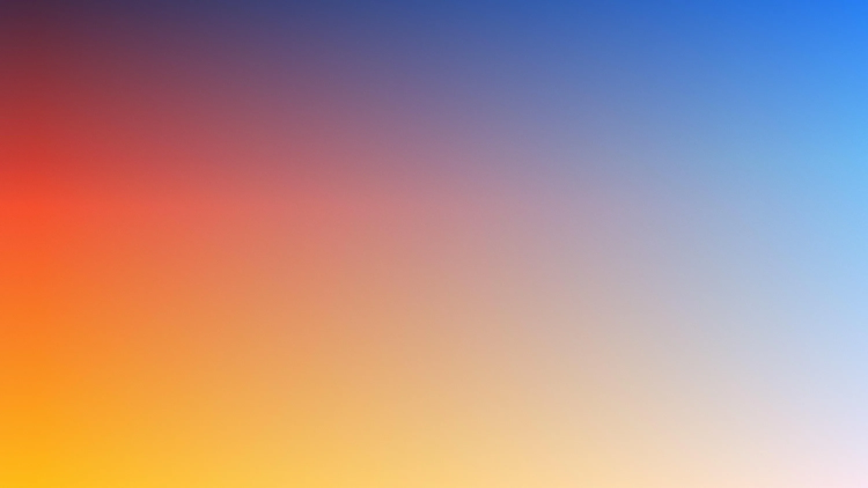 Burnt orange glows in the top left and yellow along the base while clear blue takes the opposite corner — a sunrise-sky blend with a pale, open middle.