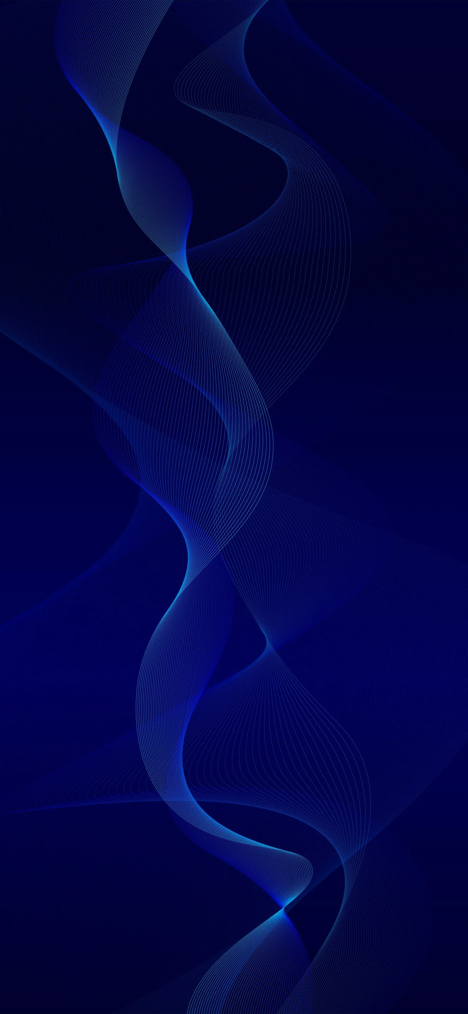 Two pale ribbons of smoke twist upward through a deep navy field, softest at the top and pulling tight into a bright knot near the bottom.