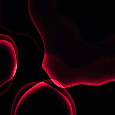 Overlapping translucent shapes glow crimson along their edges and fade into black towards the centre, leaving the upper right almost empty.