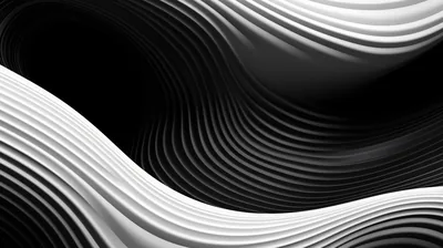 Ribbed white bands curl and cross each other in 3D, the troughs between them going to solid black.